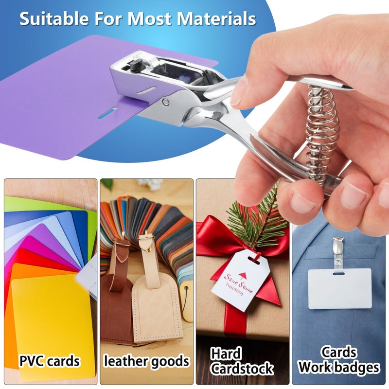 IMLIKE Badge Hole Punch for ID Cards:All Metal Handheld Slot Hole Punch,No Burrs,One Slot Badge Hole Puncher for ID Card,Badge PVC and Blinds Hole, 15mm x 3mm Hole - Image 2